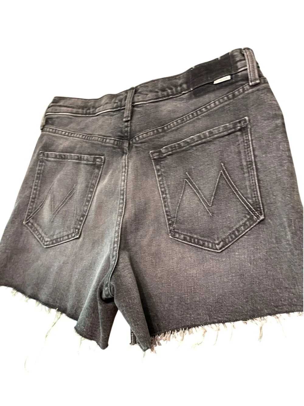 MOTHER Last Ride GrayCharcoal The Skipper Short N' Long Fray Jean Shorts Size 29